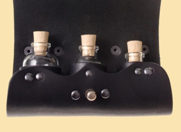 Preview: Tranktasche -Knopf - mit Ecken - schwarz - 3 Flaschen